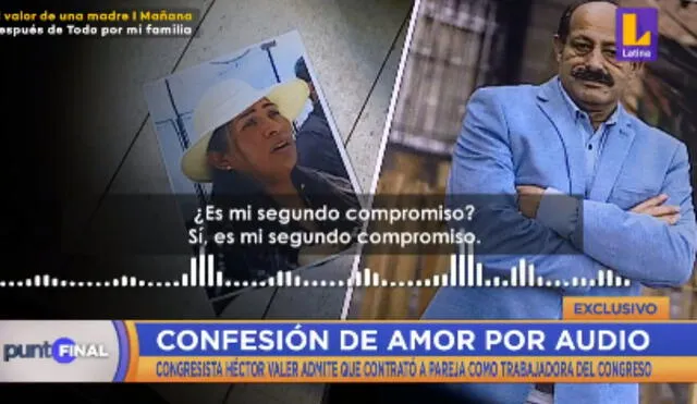 La pareja del congresista confirmó que sí laboró al lado de Héctor Valer. Foto: captura Latina.