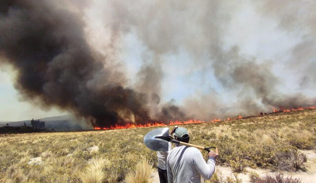 Fuego. Voluntarios trabajaron por varias horas para controlar este incendio. Se propagó rápido. Foto: Cortesía