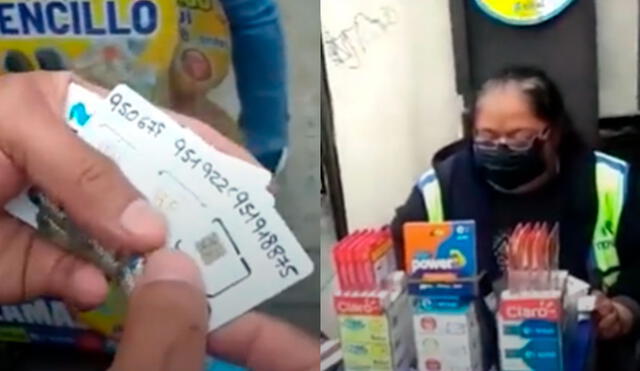 De acuerdo con la PNP, la mujer le vendería estos chips a delincuentes y extorsionadores. Foto: captura de América TV