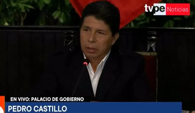 Pedro Castillo brinda conferencia de prensa tras denuncia constitucional en su contra. Foto: captura/TV Perú