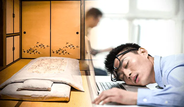 Los japoneses suelen dormir en el suelo y en lugares insólitos. Foto: composición LR/Voyapon/La Vida en Finanzas.