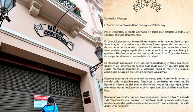 Rincón cervecero pide disculpas. Foto: composición LR