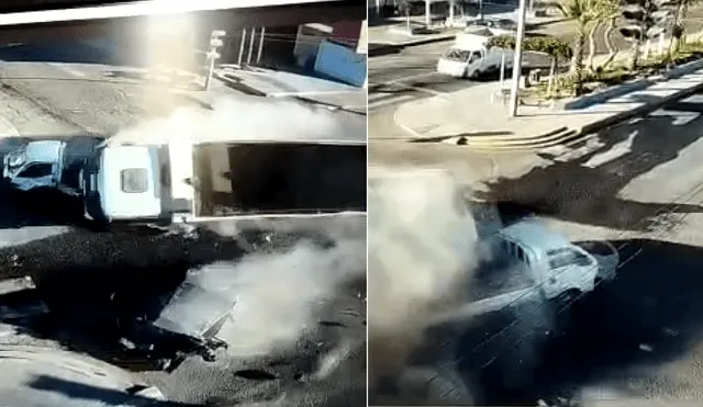 Instantes del terrible impacto. Foto: Captura de video/Seguridad Ciudadana Pocollay