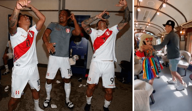 En la Copa América 2021, Lapadula, Carrillo y Cueva protagonizaron un singular baile con la canción de 'El Cervecero'. Foto: composición GLR/FPF