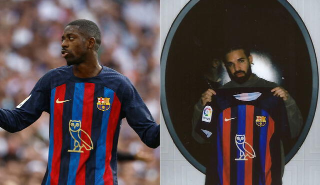 Drake fue protagonista de la camiseta del Barcelona durante el clásico. Foto: composición LR/EFE/Barcelona