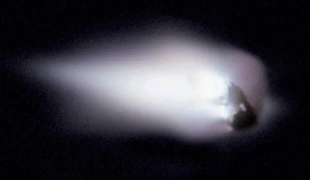 El cometa Halley es la fuente de la lluvia de meteoros oriónidas. Esta imagen fue captada por la nave espacial Giotto en 1986. Foto: NASA