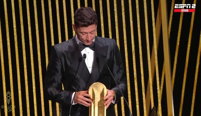 Robert Lewandowski se llevó el Premio Gerd Müller en la ceremonia de Balón de Oro. Foto: captura ESPN2