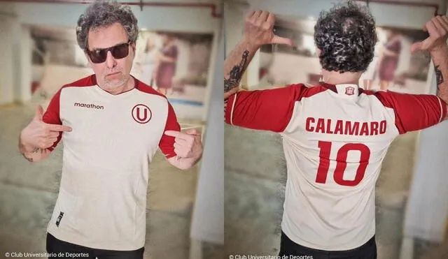 Andrés Calamaro con la camiseta de Universitario. Foto: composición LR/Universitario/Instagram