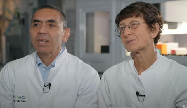 Uğur Şahin y Özlem Türeci, confundadores de BioNTech y creadores de la vacuna vendida por Pfizer. Fotocaptura: BBC