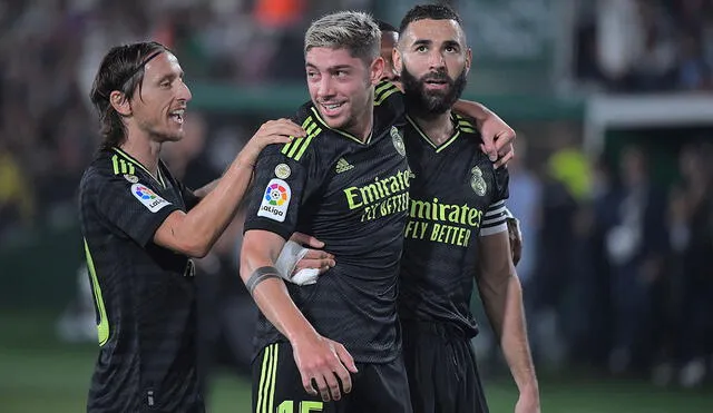 Federico Valverde anotó el primer gol del Real Madrid contr el Elche por LaLiga. Foto: AFP