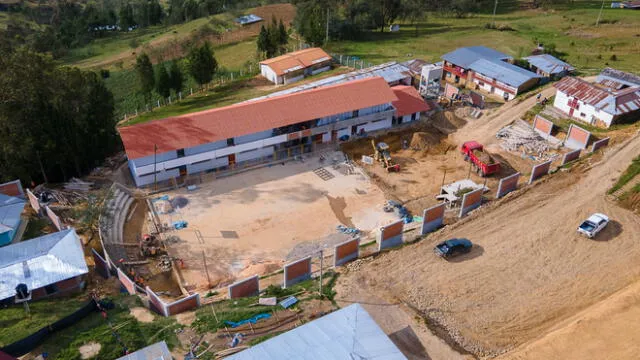 Construcción del colegio Gerardo Guerrero Guevara de Rambrán en Cutervo. Foto: Gerencia Sub Regional Cutervo.
