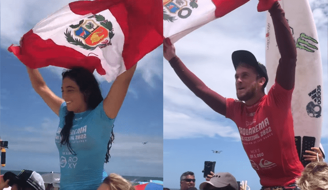 Campeones peruanos: Daniella Rosas y Miguel Tudela ganan el campeonato del Saquarema Surf Festival. Foto: WSLBrasil
