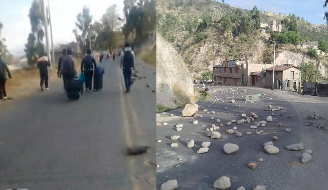 La carretera Los Libertadores amaneció bloqueada tras las protestas de los estudiantes de la UNSCH. Foto: composición LR/captura de Twitter/@luzhin1901/Facebook/Plataforma Informativa Ayacucho