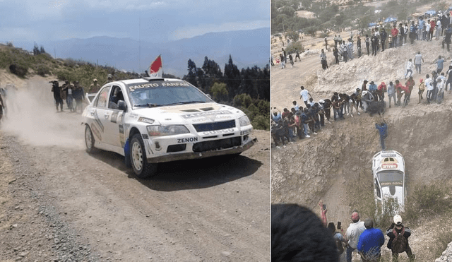 El auto cayó en una cuneta de aproximadamente 10 metros de altura. Foto: Caminos del Inca