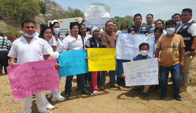 Trabajadores exigen presupuesto para hospital. Foto: Grover Lozada