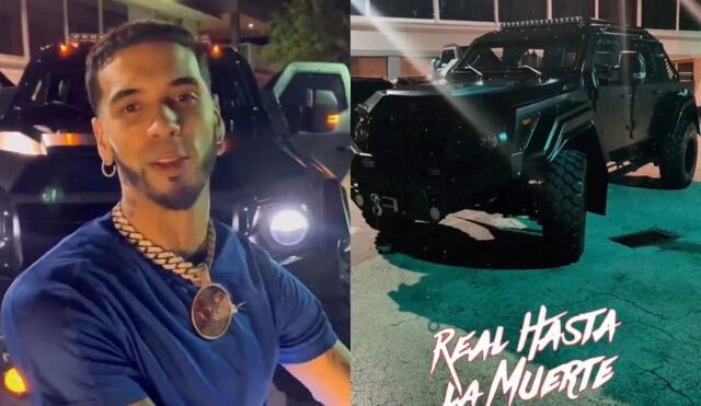 Anuel AA, muy fiel a su personalidad, adquirió un extravagante auto: un tanque civil. Foto: composición LR/Anuel AA/Instagram