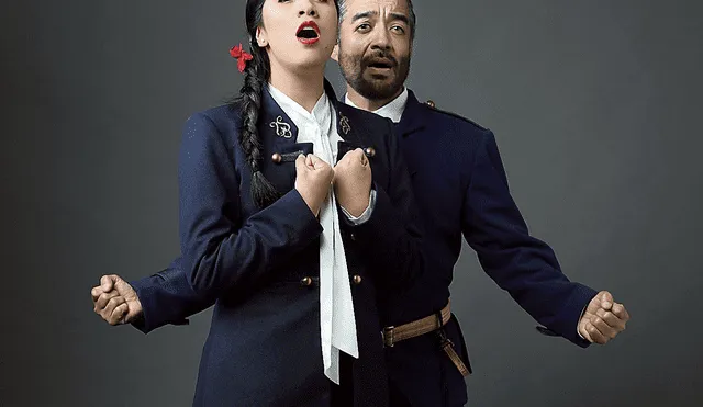 Personajes. Alejandra Egoavil como La Mariscala y Marcello Rivera es Agustín Gamarra. Foto: difusión