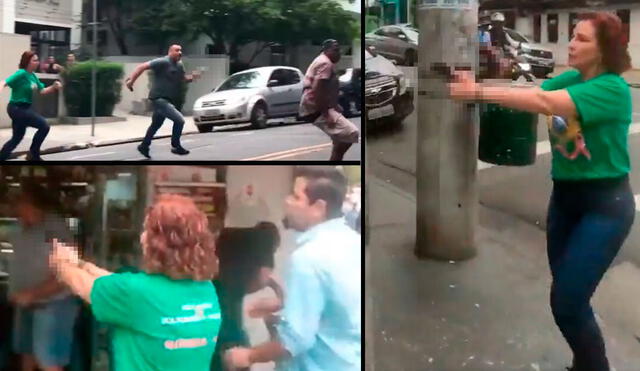 Video difundido en redes sociales se aprecia a diputada, junto a un sujeto armado, persiguiendo a un hombre afrobrasileño. Foto: composición LR – captura Twitter @anavilarinol