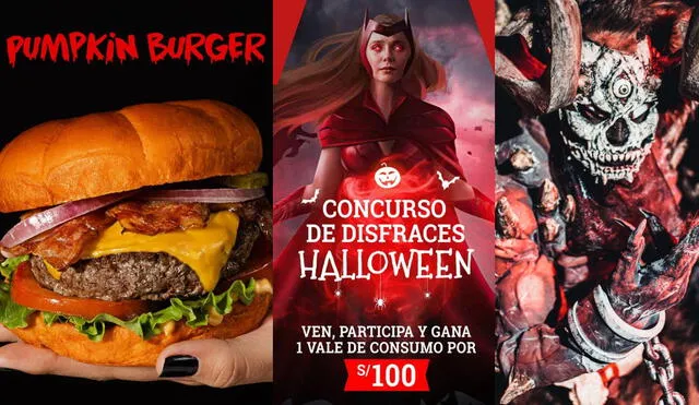 Eventos. Este 31 de octubre, día no laborable para el sector público y opcional para el privado, puedes visitar algún restaurante temático. Foto: composición LR/@juicylucyperu/Instagram/@hollyfood.peru/Instagram/@comixsperu/Instagram