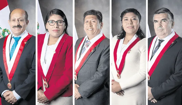 Congresistas de Perú Libre. Héctor Valer, Margot Palacios, Waldemar Cerrón, Betssy Chávez y Alex Paredes. Foto: composición/ Congreso
