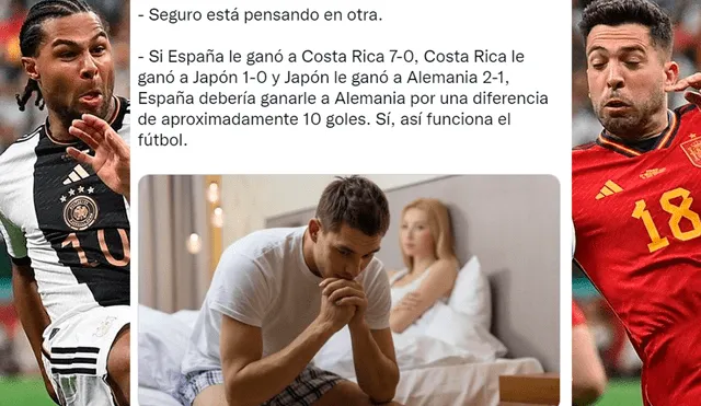 Los memes del España vs. Alemania se centraron en los cálculos matemáticos. Foto: Composición de La República/Twitter/The Telegraph