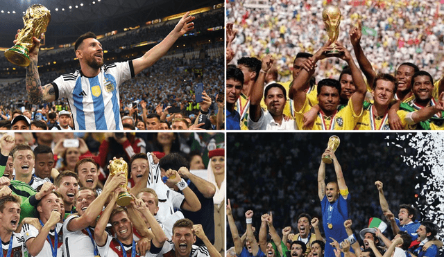 Estas son las selecciones que han levantado, al menos una vez, una Copa Mundial de Fútbol. Foto: composición La República/AFP/Goal