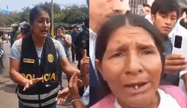 La suboficial PNP Yannona Zuta denigró a Yolanda Enríquez durante intervención policial en San Marcos. Foto: composición LR