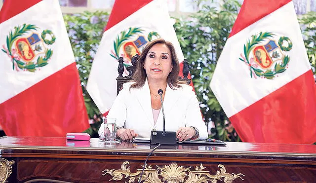 Exhortación. Boluarte invocó al Congreso a aprobar cuanto antes el adelanto de elecciones. Foto: Presidencia