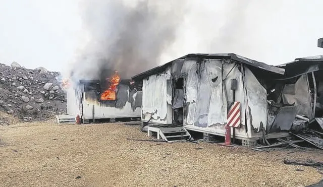 Incendio. Instalaciones de minera Anabi fueron incendiadas en protestas contra Dina Boluarte. No pudieron escapar de las llamas que ellos habrían causado. Foto: La República