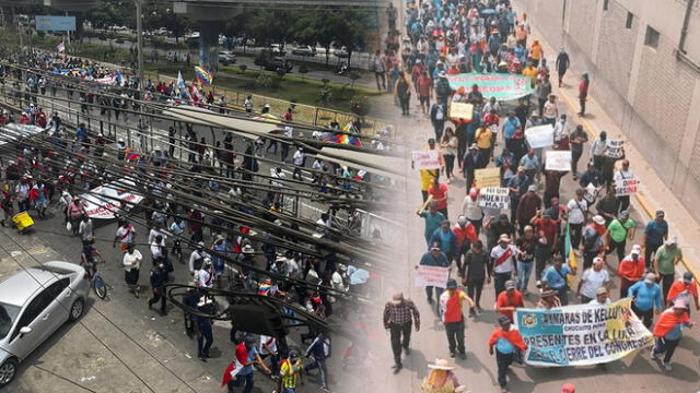 Marcha en Lima: ciudadanos recorren calles hasta llegar al Centro Histórico. Foto: composición LR/Twitter/Kevin Huamaní/Wayka