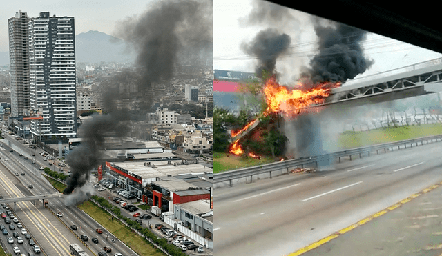 Incendio en la Vía Expresa se produjo en horas de la mañana. Foto: Twitter/difusión