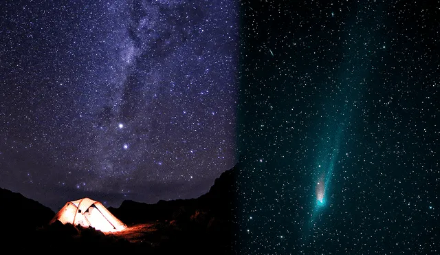 El cometa verde nos está visitando después de 50.000 años. Foto: Composición de Jazmín Ceras / Ayni / Raymond Kamstra | Vídeo: Astrobackyard