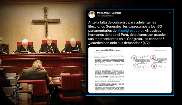 Monseñor Cabrejos hace pública una carta de la Conferencia Episcopal. Foto: composición LR/Twitter