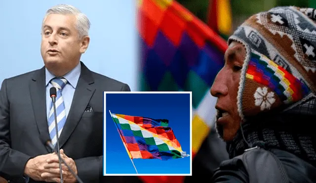 Congresista fujimorista Juan Carlos Lizarzaburu le dice "mantel de chifa" a la bandera indígena Wiphala. Foto: composición LR/Congreso
