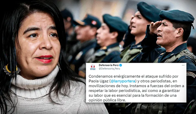 Periodista Paola Ugaz fue agredida por la PNP. Composición Jazmin Ceras/La República