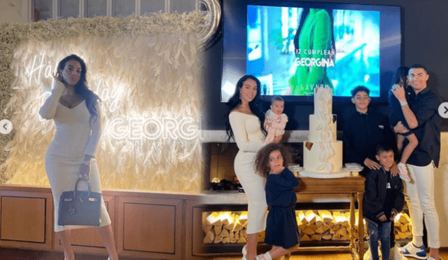 Georgina Rodríguez lució un vestido blanco en su celebración de cumpleaños. Foto: composición LR/captura de Instagram/Georgina Rodríguez - Video: "América espectáculos"
