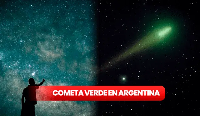 El cometa verde puede ser visto desde el 5 de febrero en Argentina. Foto: composición LR/Muy Interesante/Infobae