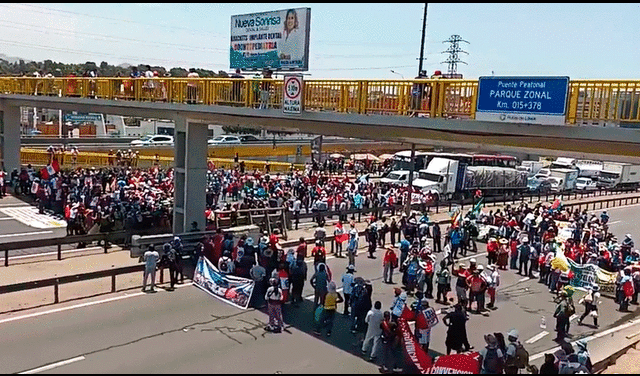 Bloqueo de la Panamericana Sur. Foto: difusión