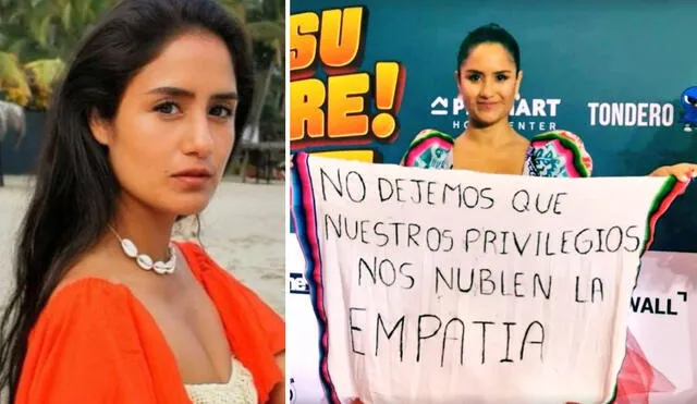 Mayella Lloclla compartió fuerte mensaje en el estreno de "Asu mare". Foto: Instagram/Twitter