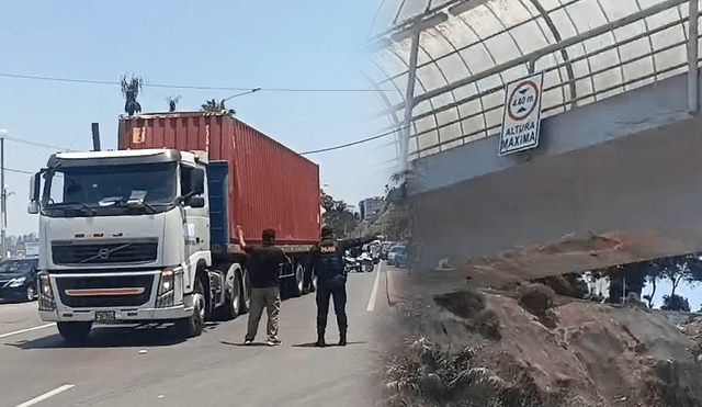 Chorrillos: camión quedó atrapado en puente. Foto: municipalidad de Chorrillos