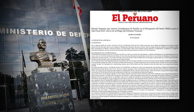 Gobierno autoriza transferencia al Mindef para "afrontar conflictos sociales". Foto: composición LR/El Peruano