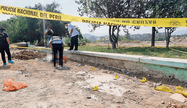 En Huachipa. El hallazgo de otro cuerpo baleado en Lima causó temor en la población. Foto: Omar Coca/URPI-LR