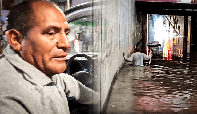 Arequipa. Hombre se sumergió en el agua sucia y ayudó a retirar vehículo. Foto: composición de Gerson Oviedo/La República