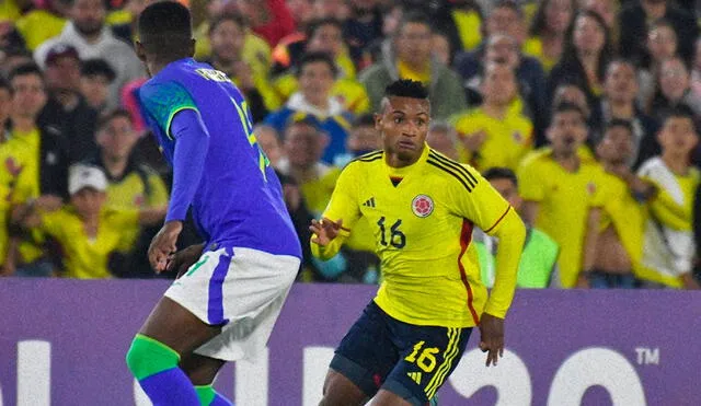 La selección cafetera enfrentó a Brasil en la penúltima fecha por el Sudamericano sub-20. Foto: Twitter/Selección Colombia