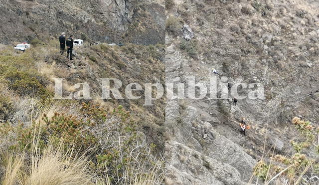 Rescate de cadáver en una quebrada en Arequipa. Foto: La República Sur