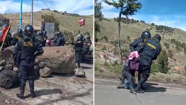 Puno. Agentes de la Policía sometieron a ciudadana antes de dejarla ensangrentada. Foto: captura video Cortesía