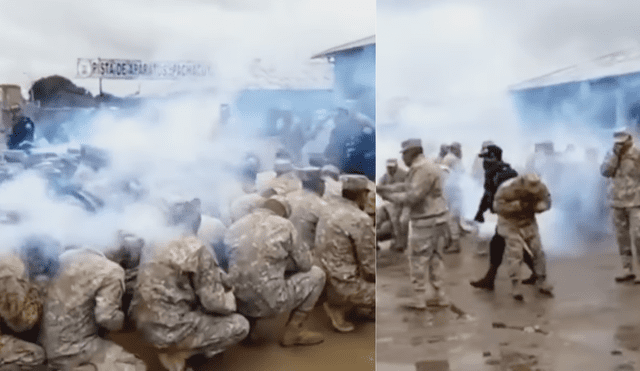 Soldados del Ejército reaccionaron a gas de bomba lacrimógena. Foto: captura de La Lupa