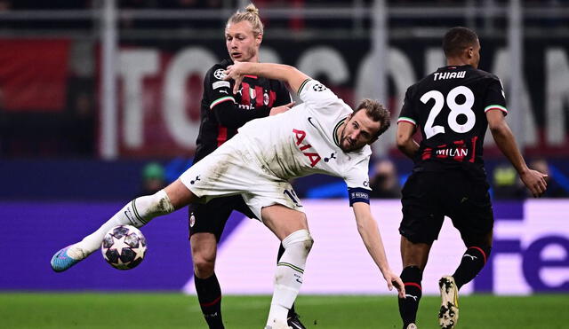 Harry Kane fue muy marcado durante el encuentro ante el Milan. Foto: AFP
