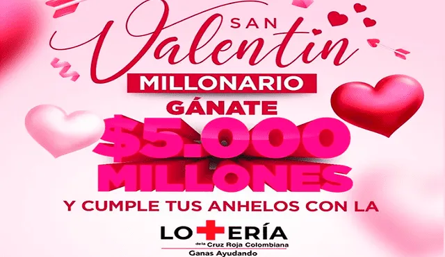 Lotería Cruz Roja Colombiana por San Valentín: resultados del sorteo y número ganador de hoy, 14 de febrero