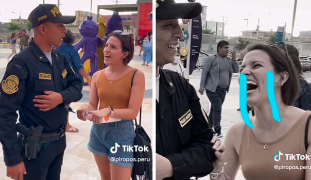 El policía rechazó a la joven tiktoker. Foto: captura de TikTok/@piropos.peru